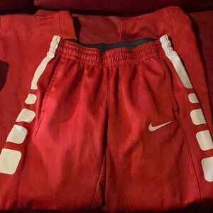 Nike Kids Red Joggers with White Side Panels